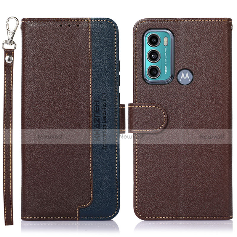 Leather Case Stands Flip Cover Holder A09D for Motorola Moto G40 Fusion Brown