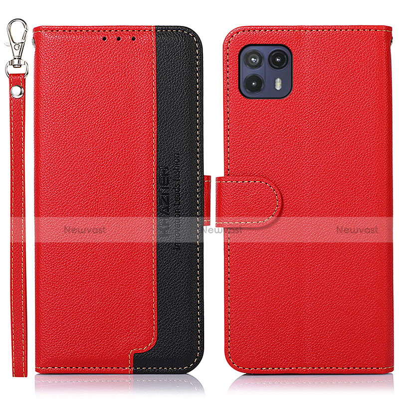 Leather Case Stands Flip Cover Holder A09D for Motorola Moto G50 5G Red