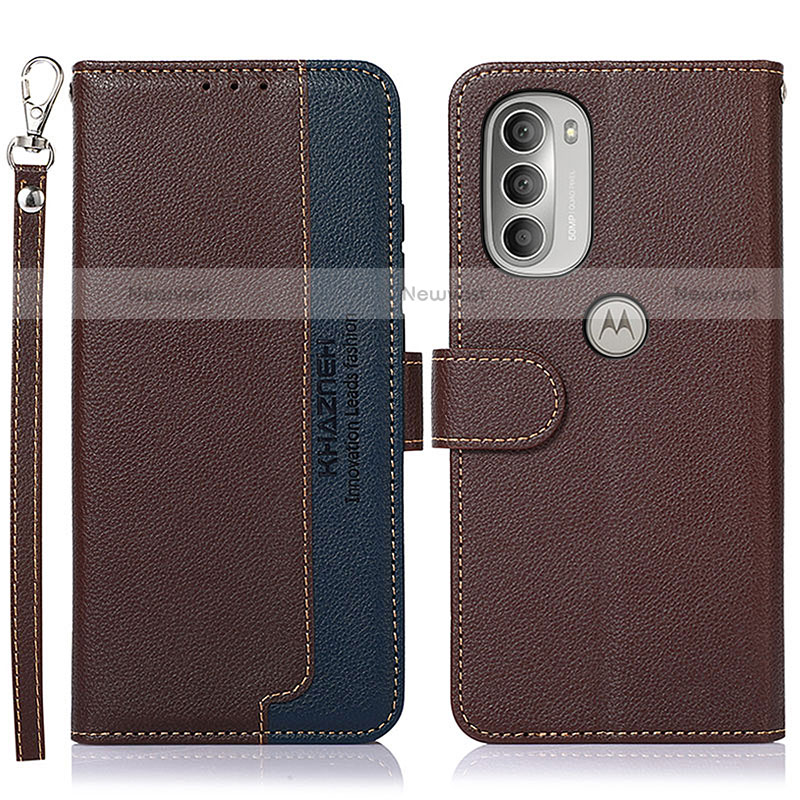 Leather Case Stands Flip Cover Holder A09D for Motorola Moto G51 5G