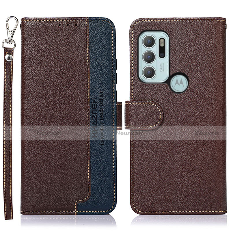 Leather Case Stands Flip Cover Holder A09D for Motorola Moto G60s