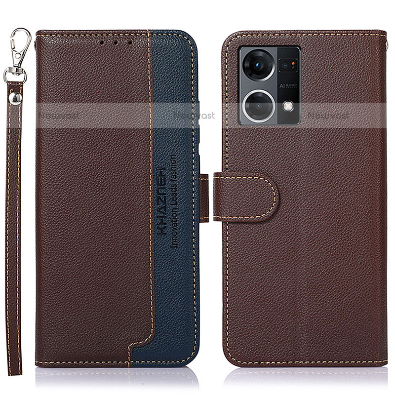 Leather Case Stands Flip Cover Holder A09D for Oppo F21s Pro 4G Brown