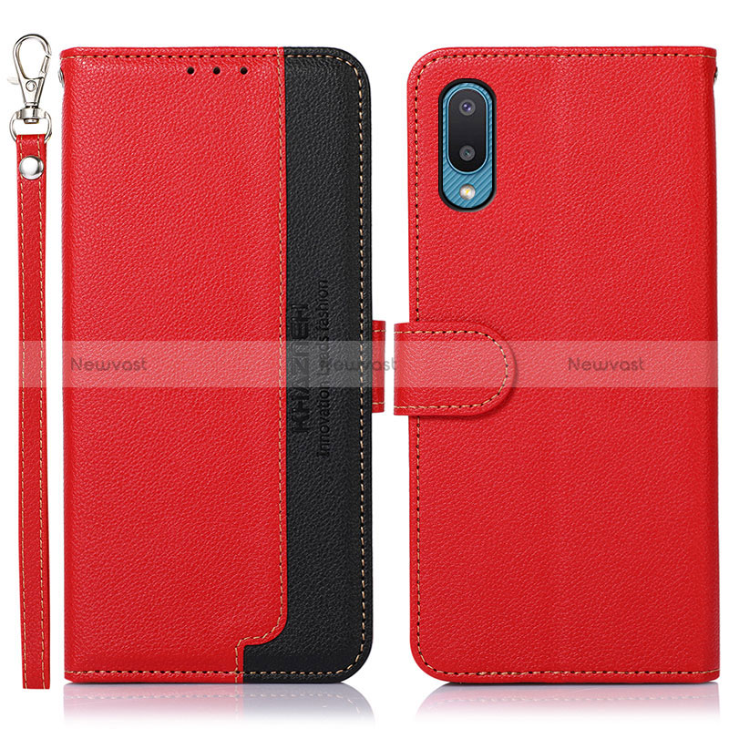 Leather Case Stands Flip Cover Holder A09D for Samsung Galaxy M02