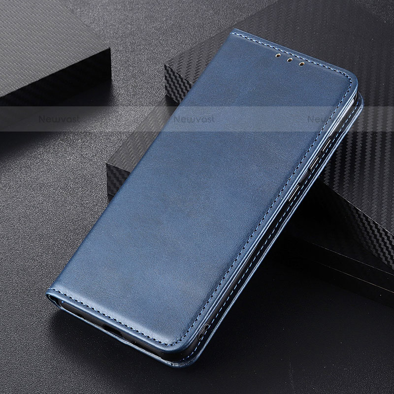 Leather Case Stands Flip Cover Holder A09D for Samsung Galaxy S21 5G Blue