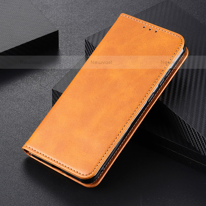 Leather Case Stands Flip Cover Holder A09D for Samsung Galaxy S21 Plus 5G Light Brown