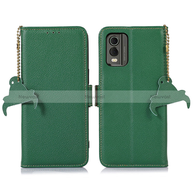 Leather Case Stands Flip Cover Holder A10D for Nokia C32 Green