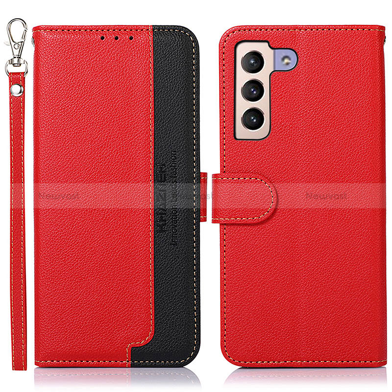 Leather Case Stands Flip Cover Holder A10D for Samsung Galaxy S22 Plus 5G Red