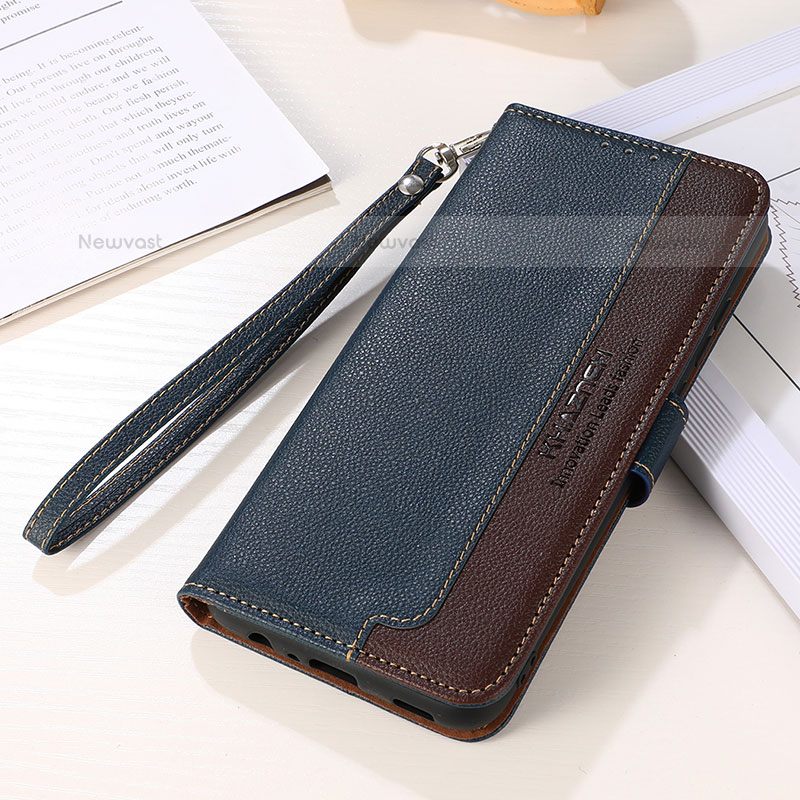 Leather Case Stands Flip Cover Holder A11D for Samsung Galaxy S21 FE 5G Blue