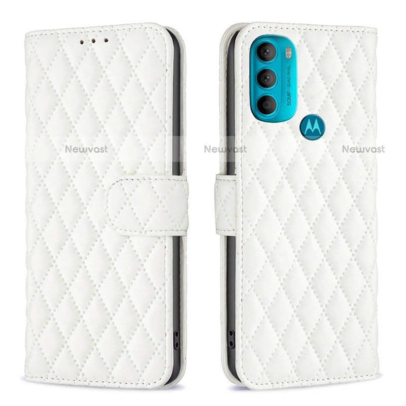 Leather Case Stands Flip Cover Holder B01F for Motorola Moto G71 5G White