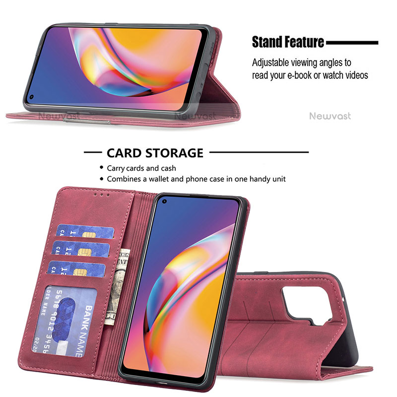 Leather Case Stands Flip Cover Holder B01F for Oppo A94 4G