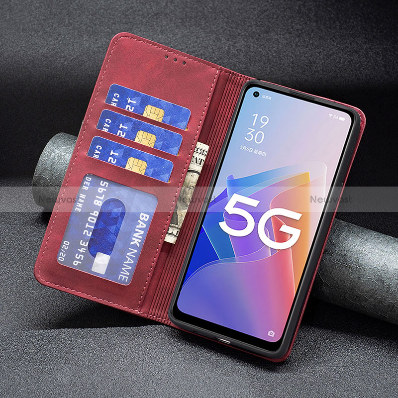 Leather Case Stands Flip Cover Holder B01F for Oppo Reno7 Lite 5G