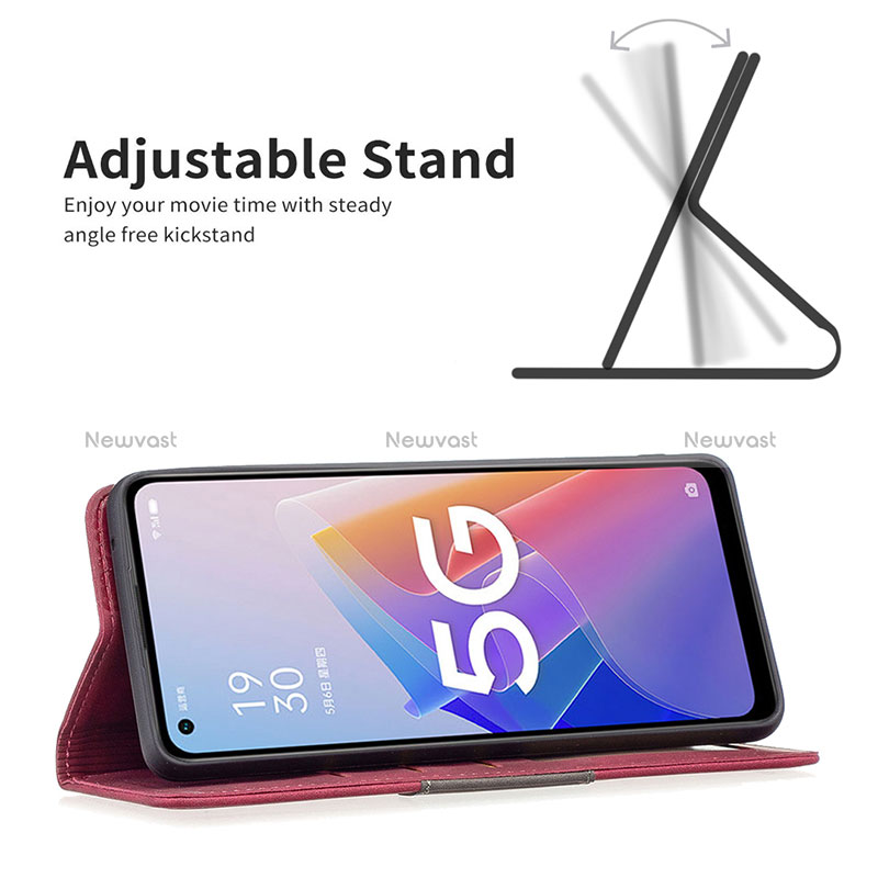 Leather Case Stands Flip Cover Holder B01F for Oppo Reno7 Lite 5G