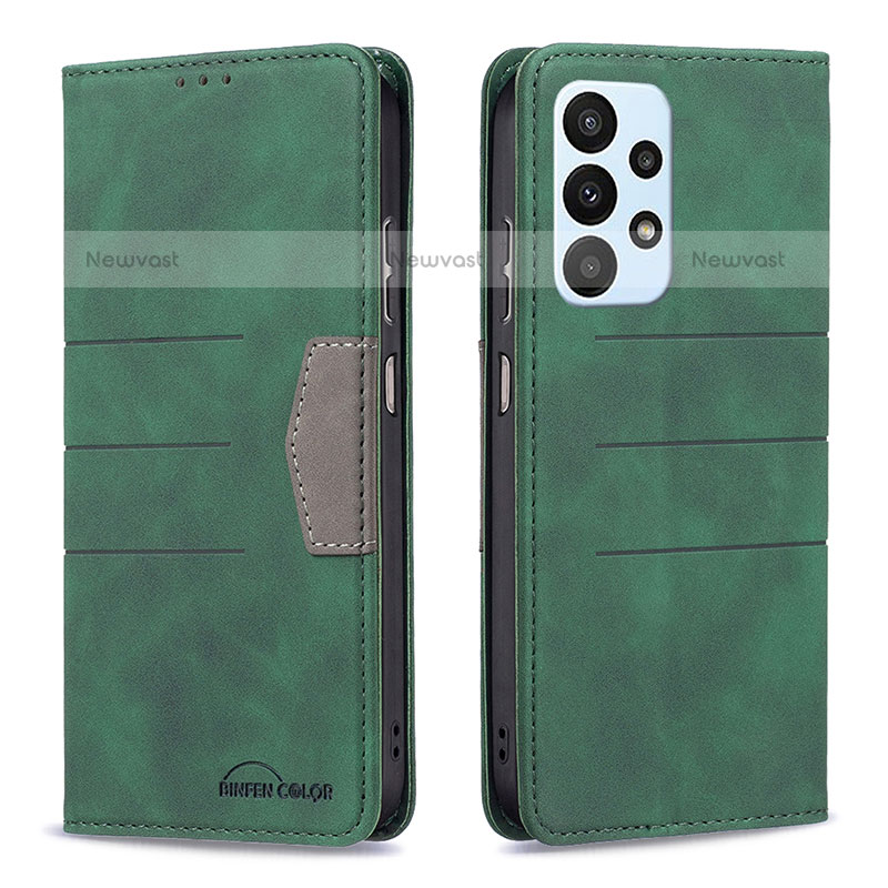 Leather Case Stands Flip Cover Holder B01F for Samsung Galaxy A23 5G Green