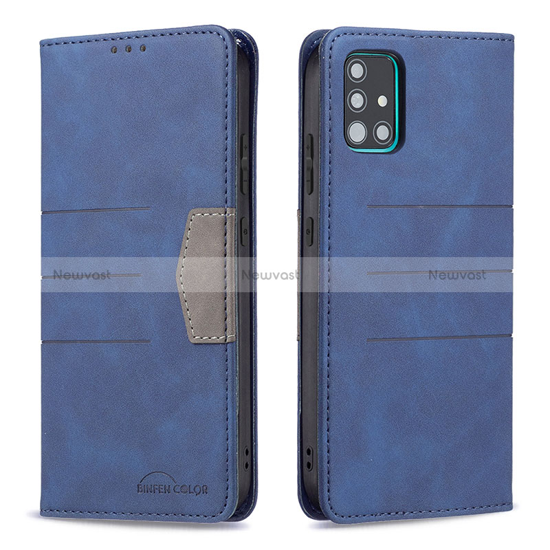 Leather Case Stands Flip Cover Holder B01F for Samsung Galaxy M40S Blue