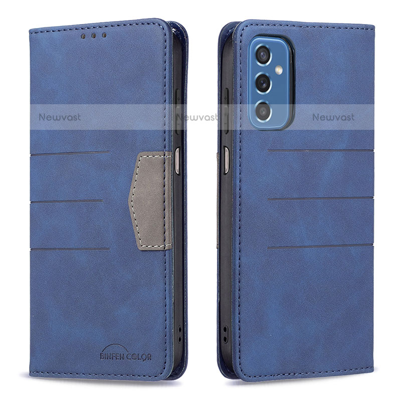 Leather Case Stands Flip Cover Holder B01F for Samsung Galaxy M52 5G Blue