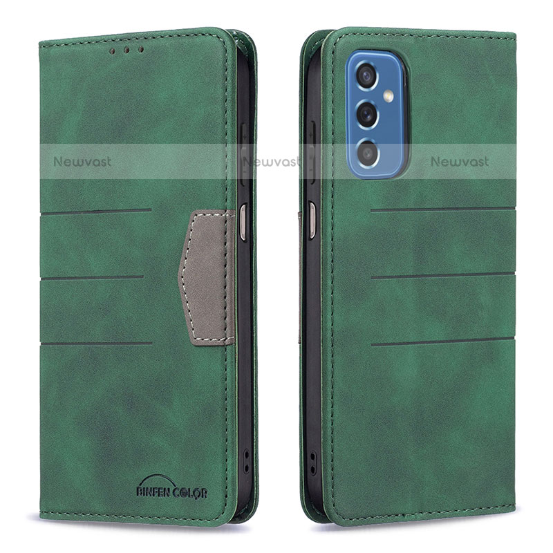 Leather Case Stands Flip Cover Holder B01F for Samsung Galaxy M52 5G Green