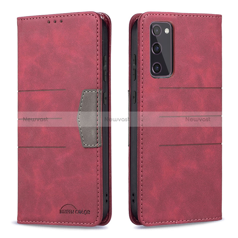 Leather Case Stands Flip Cover Holder B01F for Samsung Galaxy S20 FE (2022) 5G Red