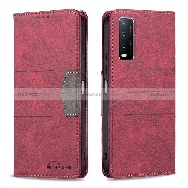 Leather Case Stands Flip Cover Holder B01F for Vivo Y20s