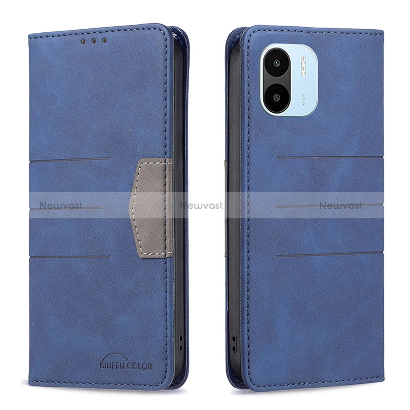 Leather Case Stands Flip Cover Holder B01F for Xiaomi Redmi A2 Blue