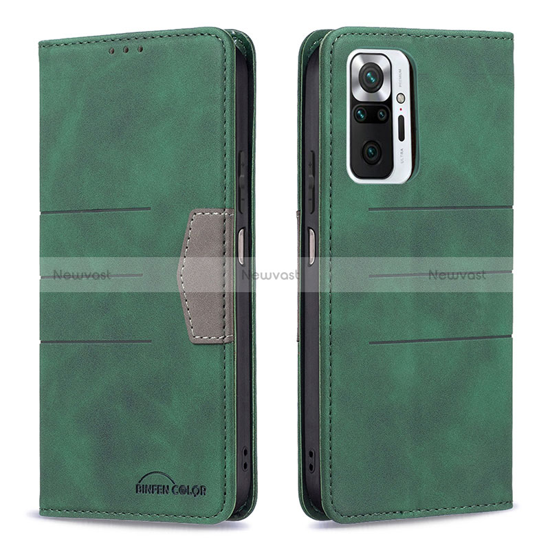 Leather Case Stands Flip Cover Holder B01F for Xiaomi Redmi Note 10 Pro 4G