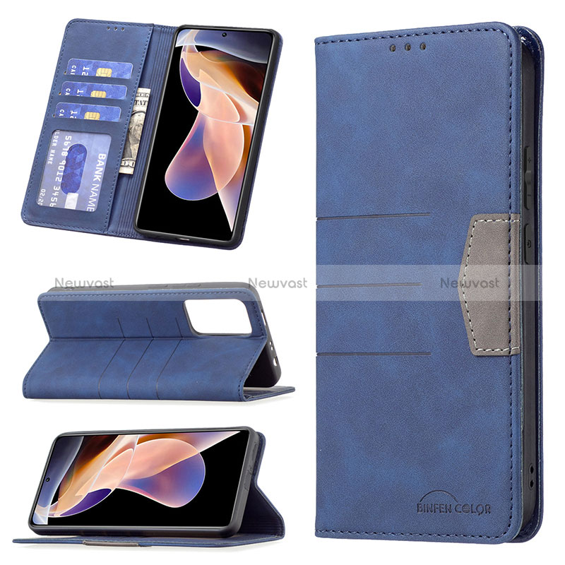 Leather Case Stands Flip Cover Holder B01F for Xiaomi Redmi Note 11 Pro+ Plus 5G