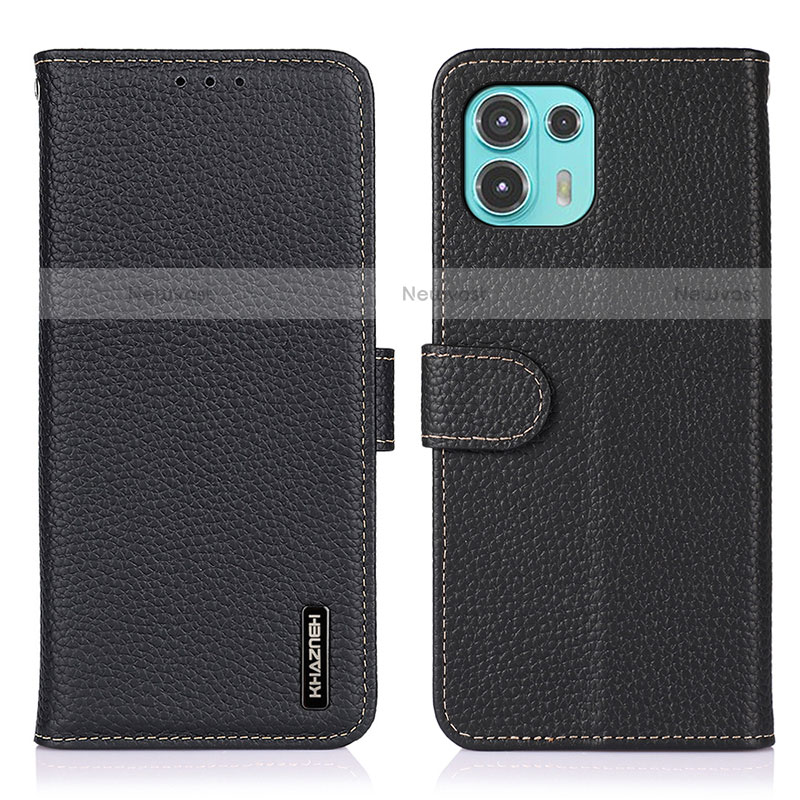 Leather Case Stands Flip Cover Holder B01H for Motorola Moto Edge 20 Lite 5G Black