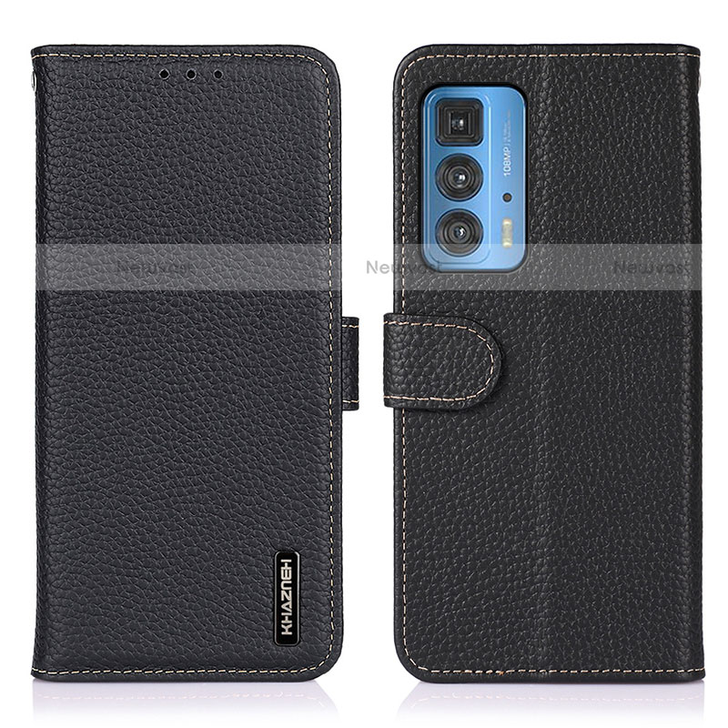 Leather Case Stands Flip Cover Holder B01H for Motorola Moto Edge 20 Pro 5G Black