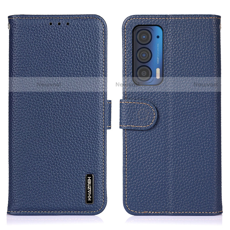 Leather Case Stands Flip Cover Holder B01H for Motorola Moto Edge (2021) 5G Blue