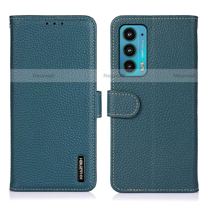 Leather Case Stands Flip Cover Holder B01H for Motorola Moto Edge Lite 5G Green