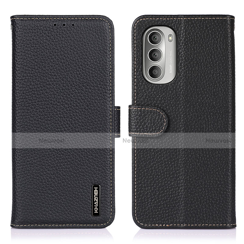 Leather Case Stands Flip Cover Holder B01H for Motorola Moto G Stylus (2022) 5G Black