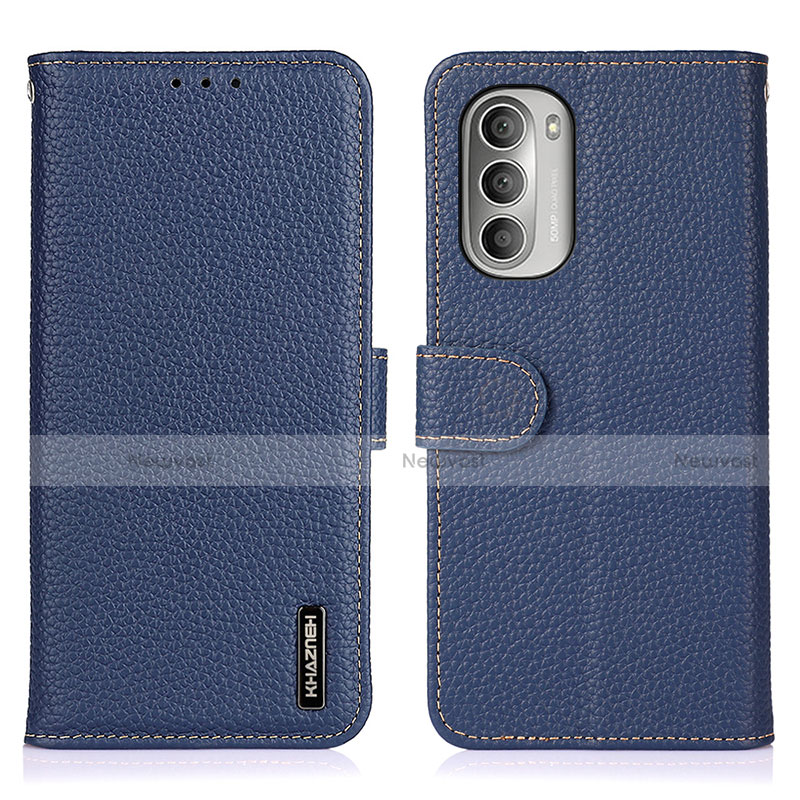 Leather Case Stands Flip Cover Holder B01H for Motorola Moto G Stylus (2022) 5G Blue