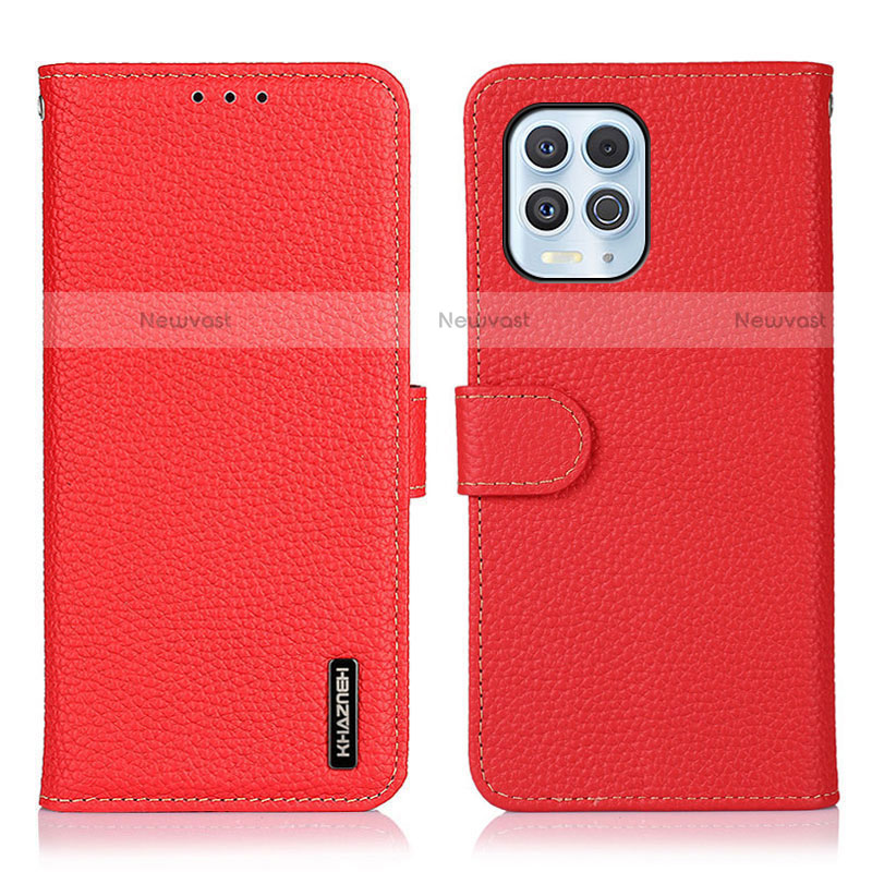 Leather Case Stands Flip Cover Holder B01H for Motorola Moto G100 5G Red