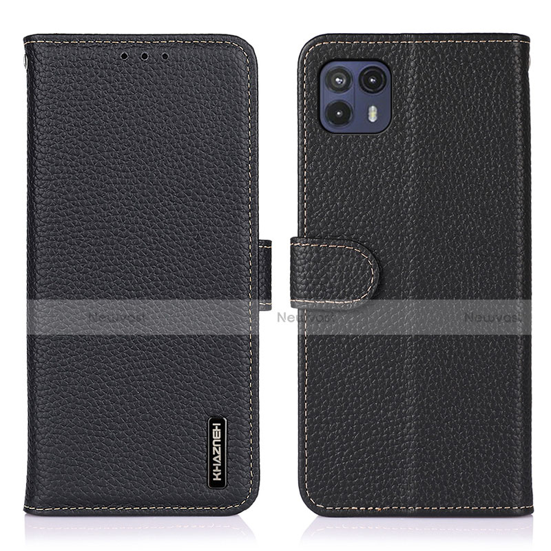 Leather Case Stands Flip Cover Holder B01H for Motorola Moto G50 5G Black
