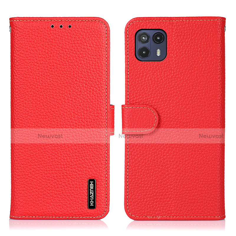 Leather Case Stands Flip Cover Holder B01H for Motorola Moto G50 5G Red