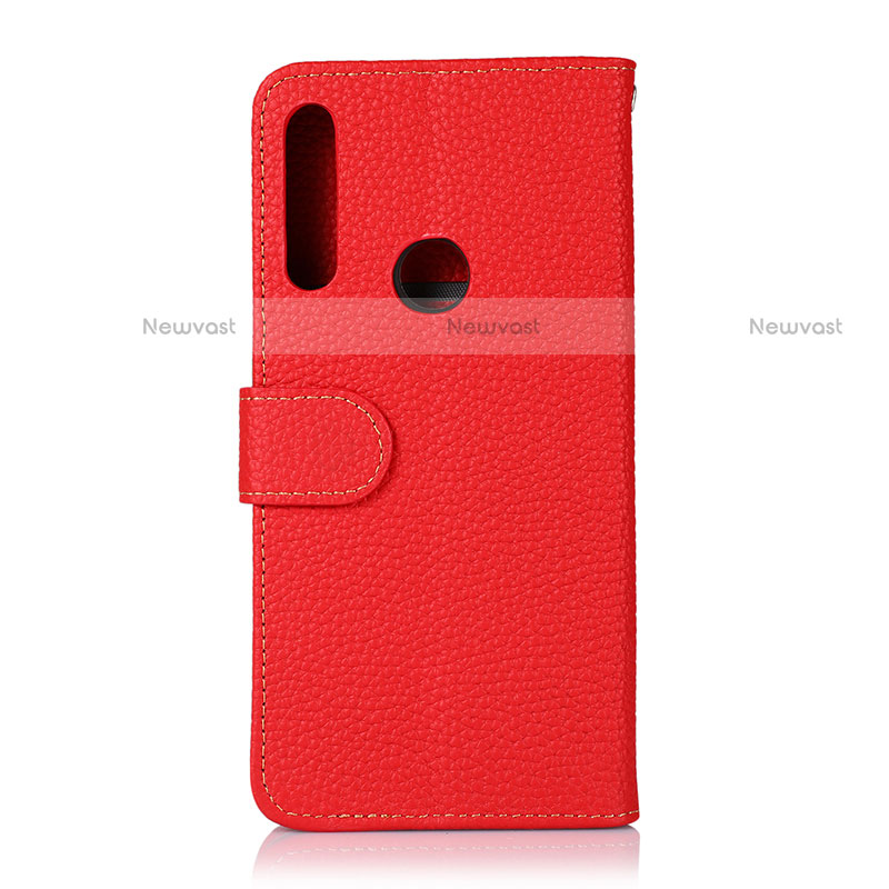 Leather Case Stands Flip Cover Holder B01H for Motorola Moto One Fusion Plus Red