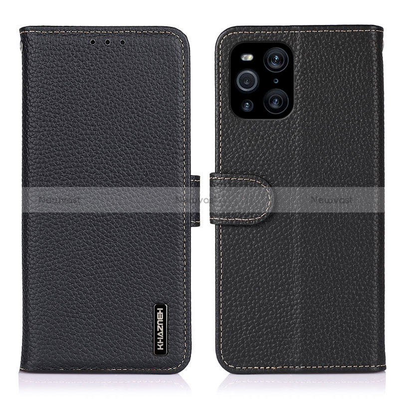 Leather Case Stands Flip Cover Holder B01H for Oppo Find X3 5G Black