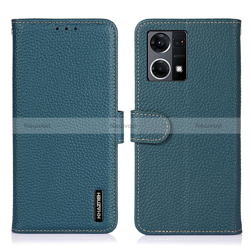 Leather Case Stands Flip Cover Holder B01H for Oppo Reno8 4G Green