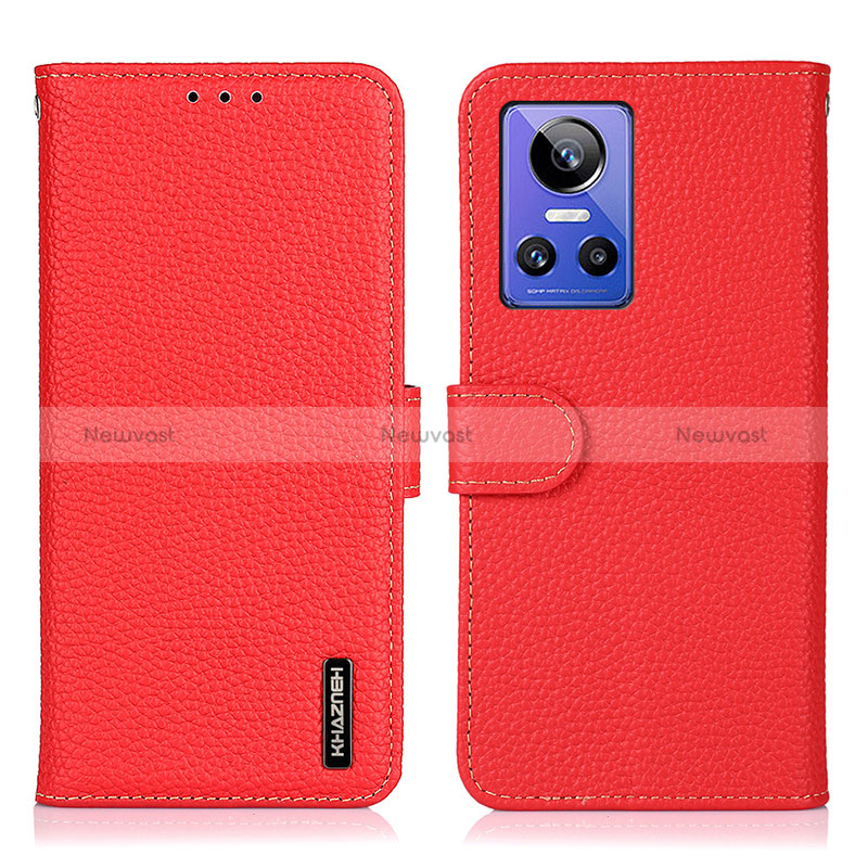 Leather Case Stands Flip Cover Holder B01H for Realme GT Neo3 5G Red