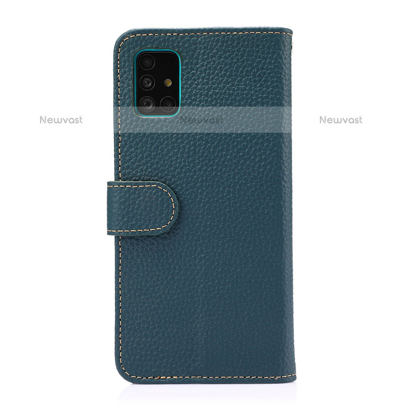 Leather Case Stands Flip Cover Holder B01H for Samsung Galaxy A51 4G Green