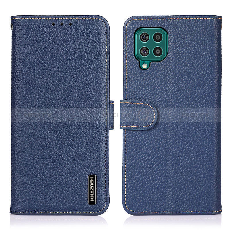 Leather Case Stands Flip Cover Holder B01H for Samsung Galaxy F62 5G Blue