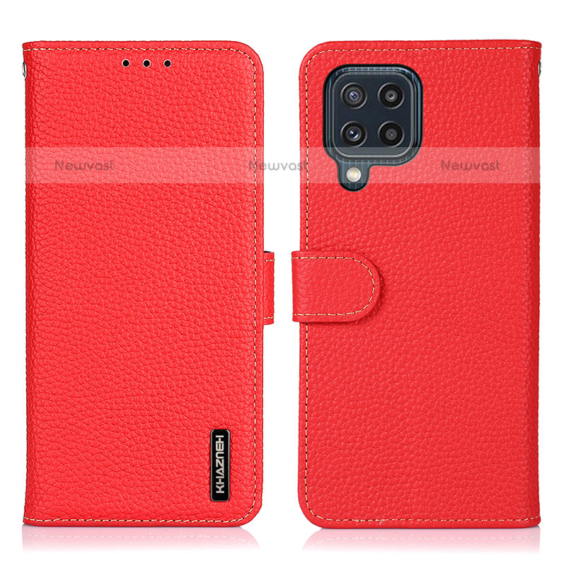 Leather Case Stands Flip Cover Holder B01H for Samsung Galaxy M32 4G Red