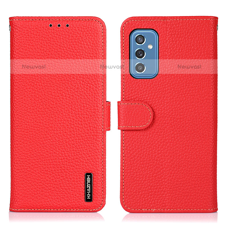 Leather Case Stands Flip Cover Holder B01H for Samsung Galaxy M52 5G Red