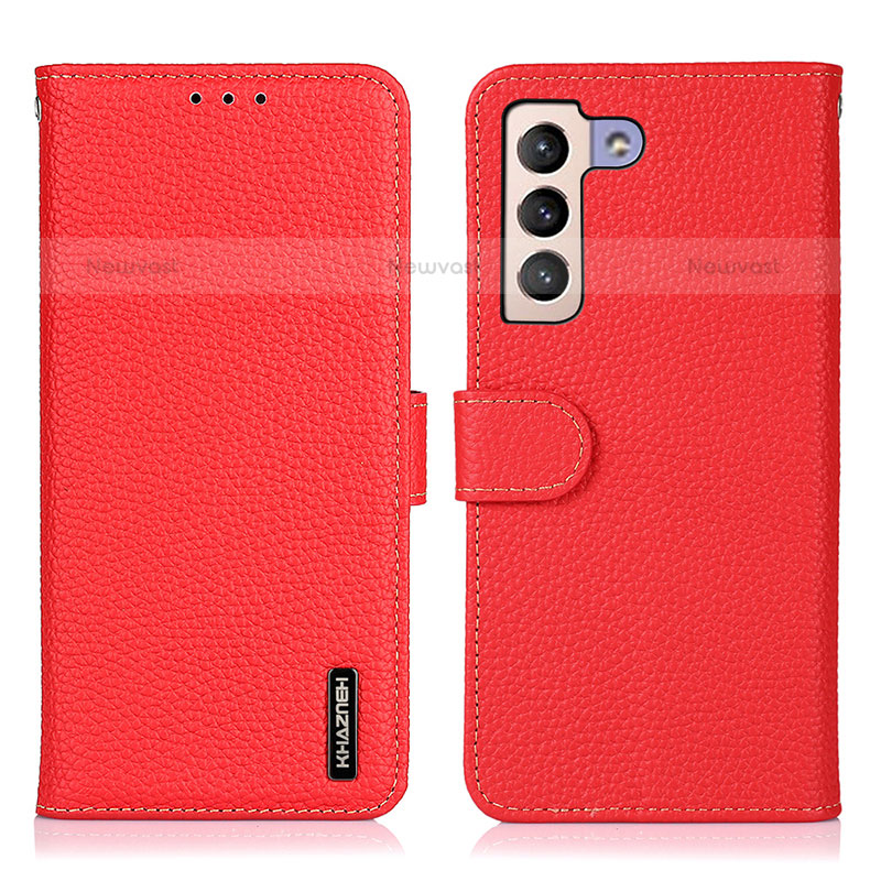 Leather Case Stands Flip Cover Holder B01H for Samsung Galaxy S22 5G Red
