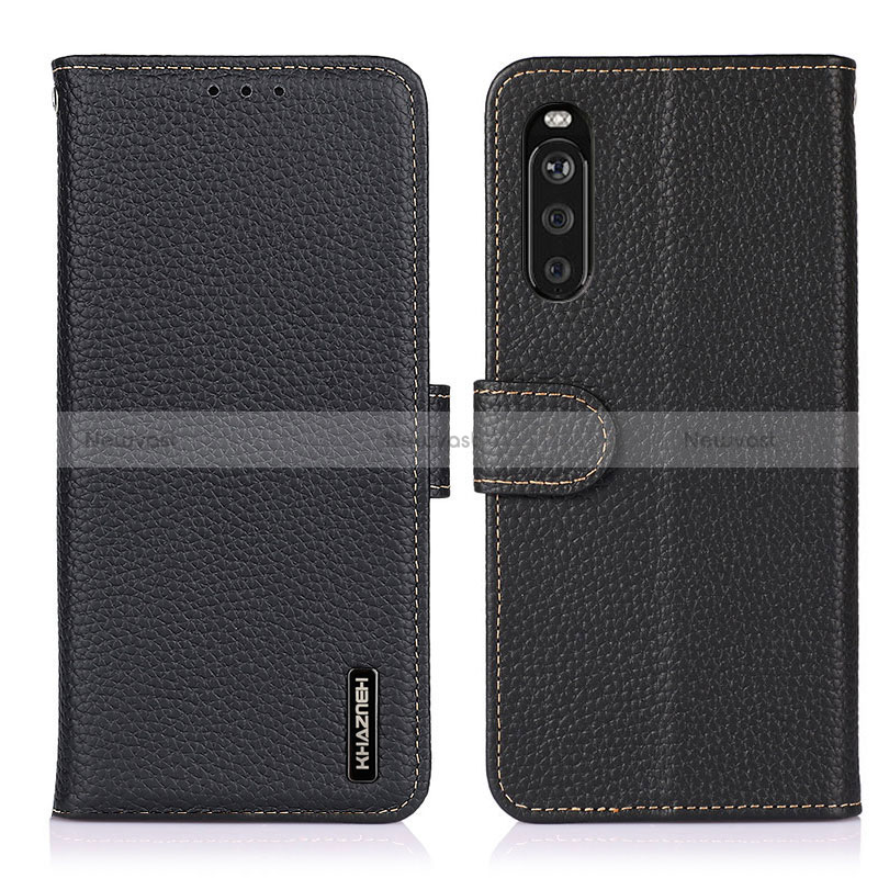 Leather Case Stands Flip Cover Holder B01H for Sony Xperia 10 III Black