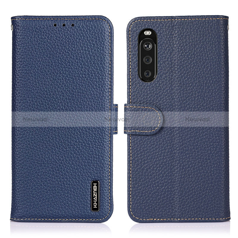 Leather Case Stands Flip Cover Holder B01H for Sony Xperia 10 III Blue