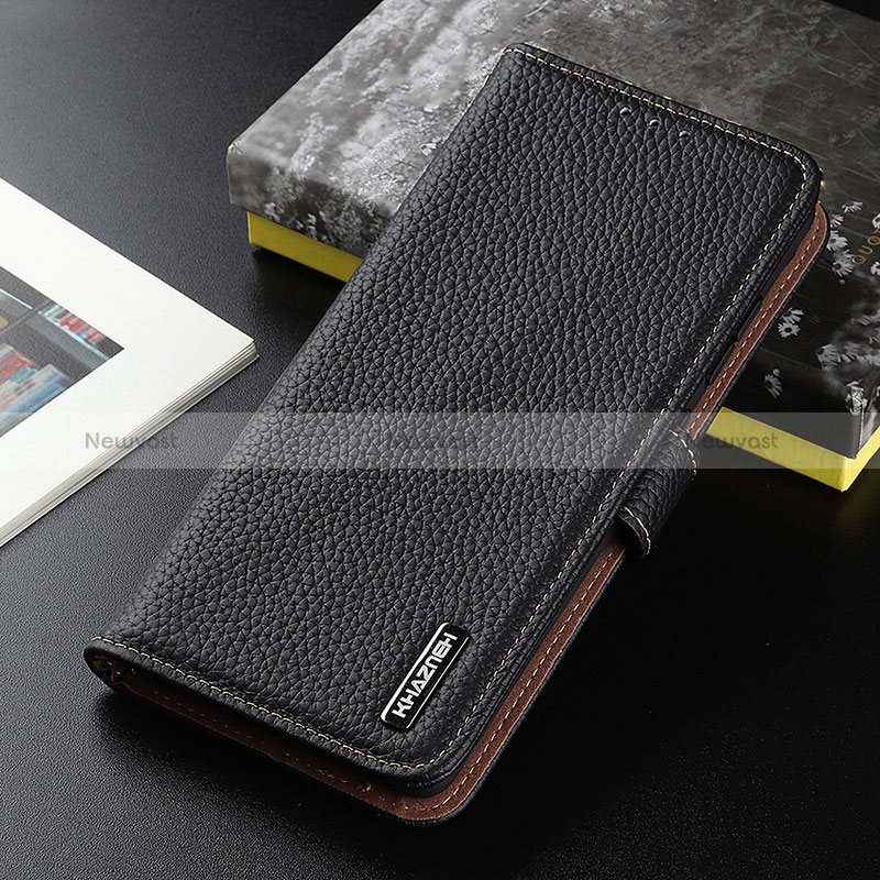 Leather Case Stands Flip Cover Holder B01H for Vivo Y12s Black