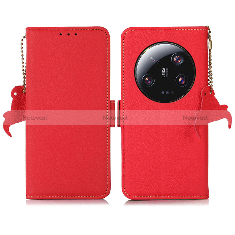 Leather Case Stands Flip Cover Holder B01H for Xiaomi Mi 13 Ultra 5G Red