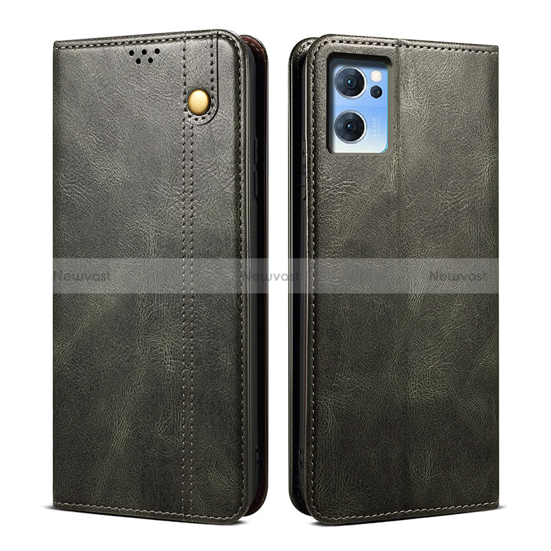 Leather Case Stands Flip Cover Holder B01S for Oppo Reno7 5G Green