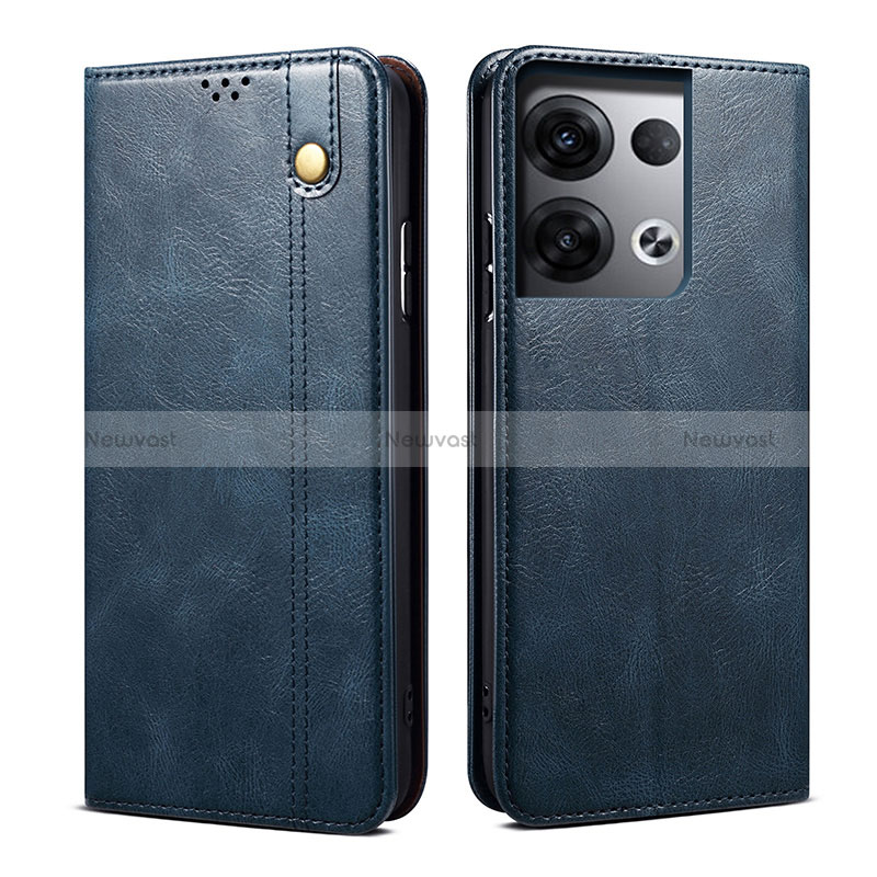 Leather Case Stands Flip Cover Holder B01S for Oppo Reno8 Pro+ Plus 5G Blue