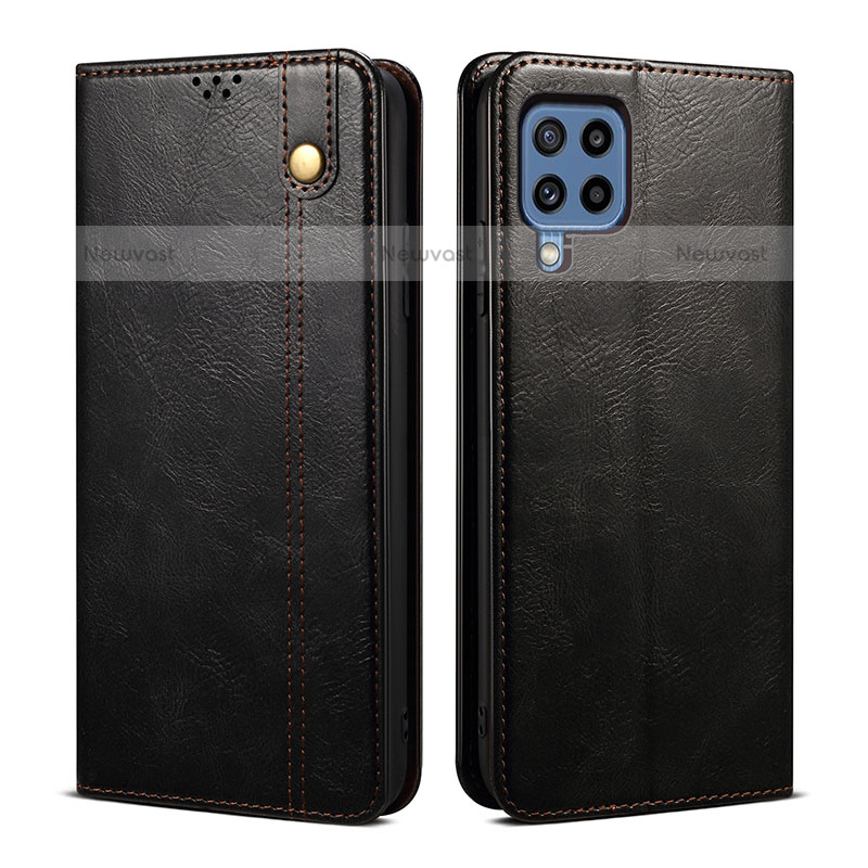 Leather Case Stands Flip Cover Holder B01S for Samsung Galaxy M42 5G Black