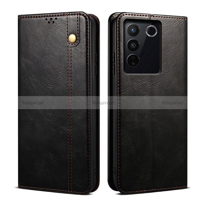 Leather Case Stands Flip Cover Holder B01S for Vivo V27 5G